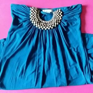 Strapless electric blue dress